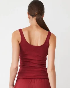 MONROW Supimaluxe Rib Scoop Neck Tank RUBY Cheap
