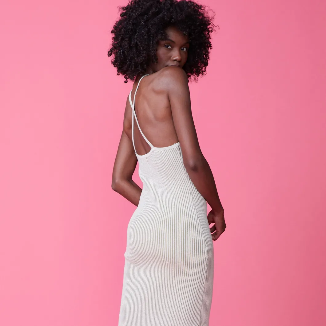 MONROW Tank Maxi Sweater Dress BUTTERCREAM Flash Sale