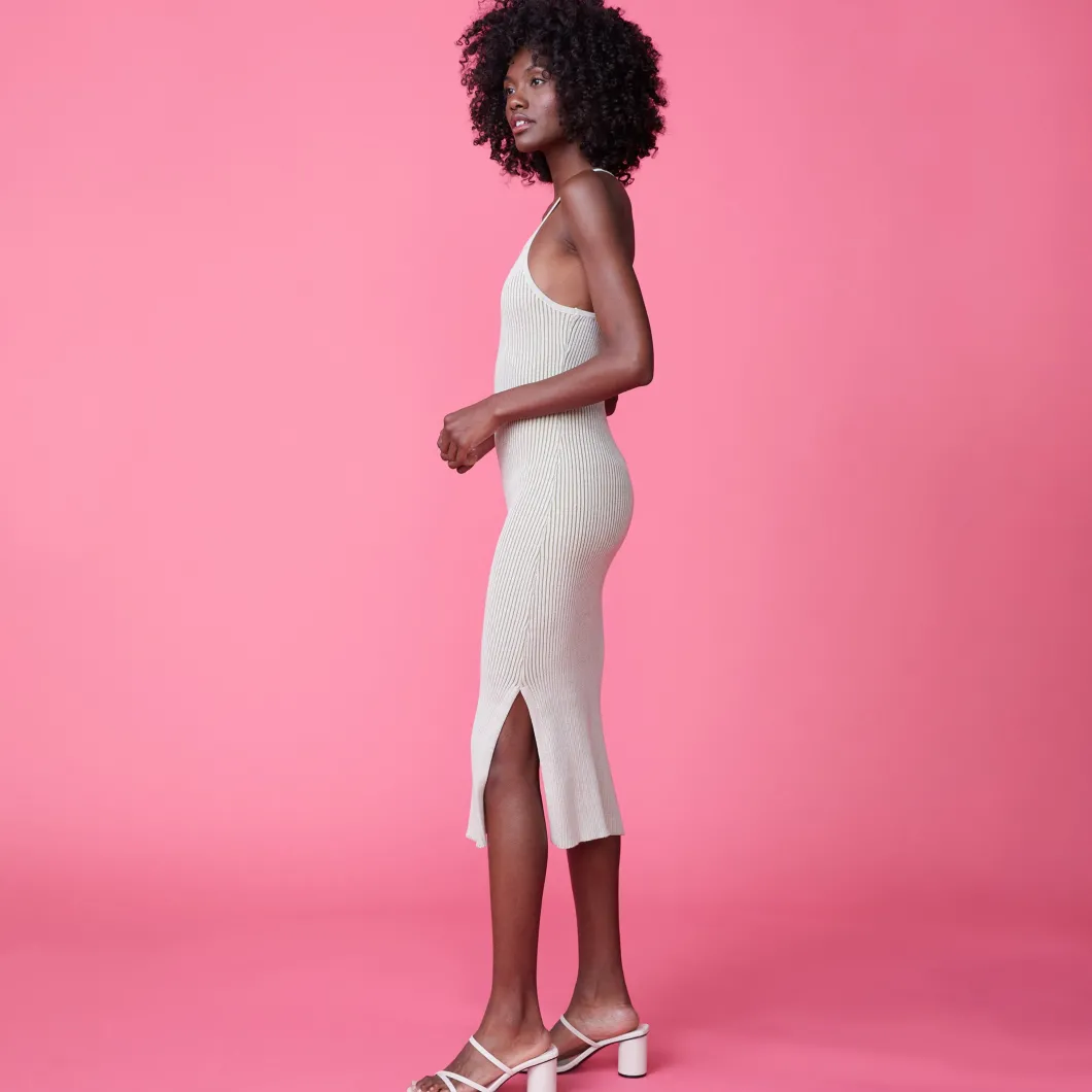 MONROW Tank Maxi Sweater Dress BUTTERCREAM Flash Sale