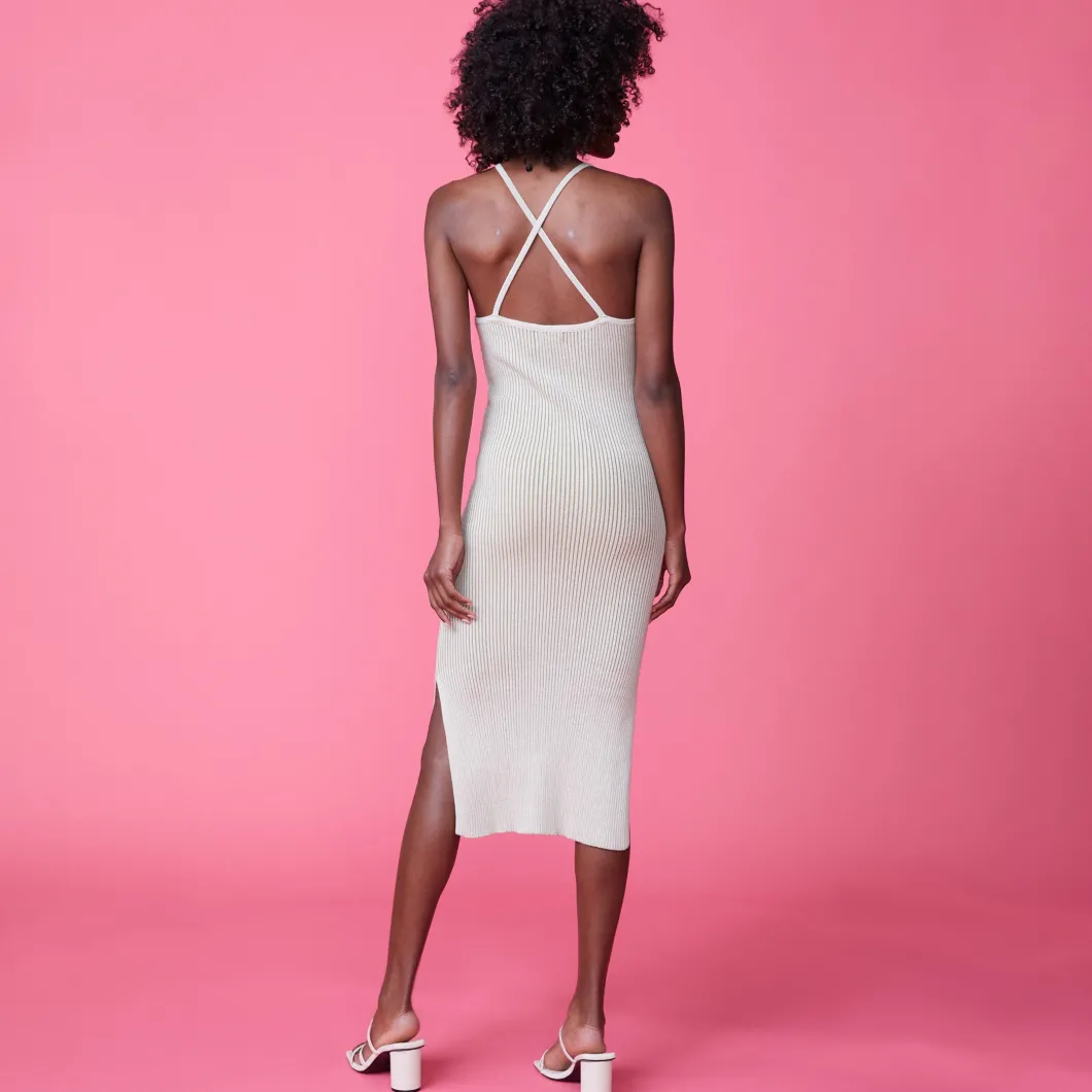 MONROW Tank Maxi Sweater Dress BUTTERCREAM Flash Sale