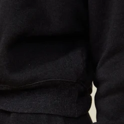 MONROW Teddy Fleece Crew Neck Sweatshirt BLACK New