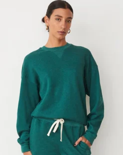 MONROW Teddy Fleece Crew Neck Sweatshirt FOREST Cheap
