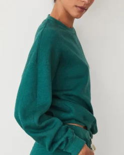 MONROW Teddy Fleece Crew Neck Sweatshirt FOREST Cheap