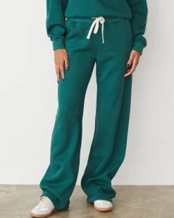 MONROW Teddy Fleece Oversized Straight Leg Sweat FOREST Clearance