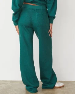 MONROW Teddy Fleece Oversized Straight Leg Sweat FOREST Clearance