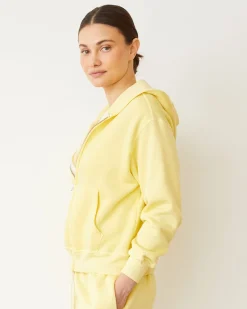 MONROW Teddy Fleece Relaxed Zip Up Hoody LEMON Best