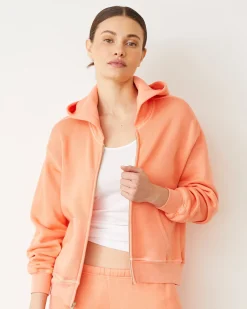 MONROW Teddy Fleece Relaxed Zip Up Hoody SORBET Cheap