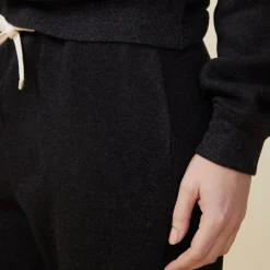 MONROW Teddy Fleece Straight Leg Sweat BLACK Discount