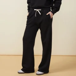 MONROW Teddy Fleece Straight Leg Sweat BLACK Discount