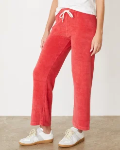 MONROW Terry Cloth Crop Pant CHERRY Sale