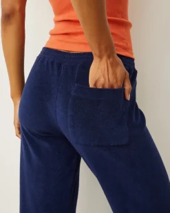 MONROW Terry Cloth Crop Pant NAVY Best