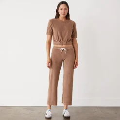 MONROW Terry Cloth Crop Pant PECAN Best