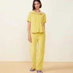 MONROW Terry Cloth High Waisted Flare Sweat KIWI New