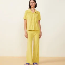 MONROW Terry Cloth High Waisted Flare Sweat KIWI New