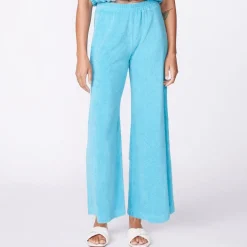 MONROW Terry Cloth High Waisted Flare Sweat SKY Discount