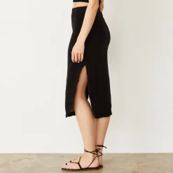 MONROW Terry Cloth Midi Skirt BLACK Online