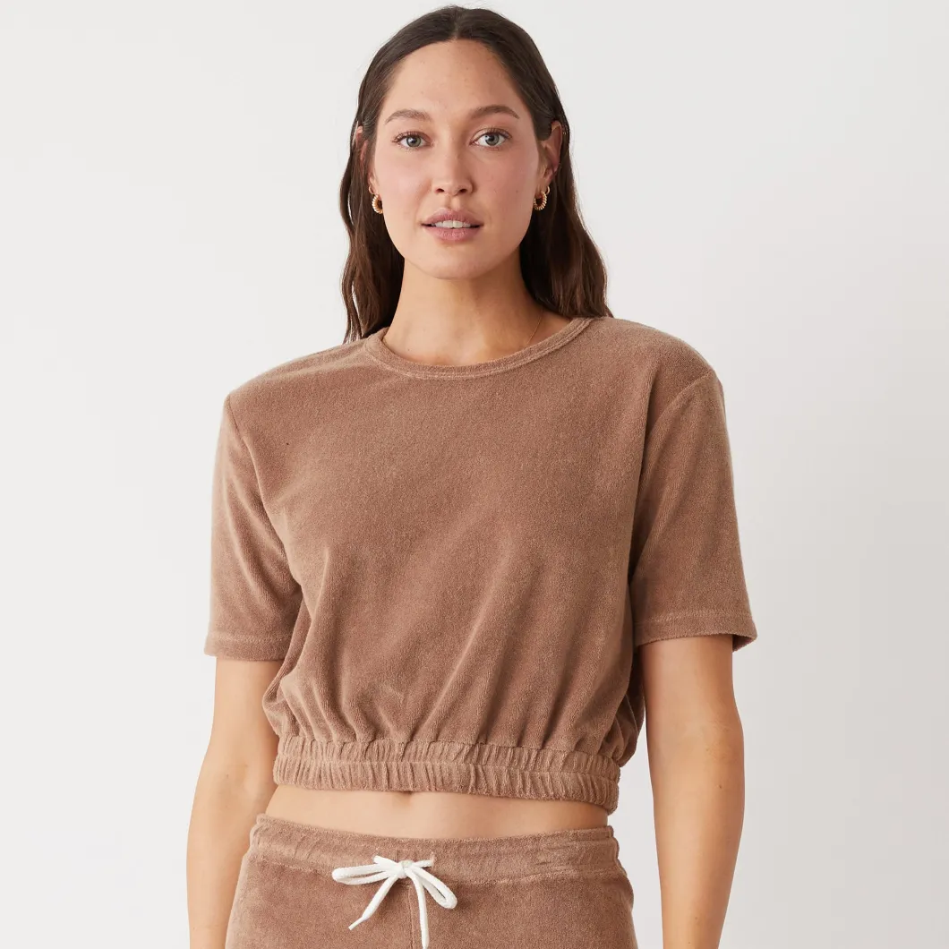 MONROW Terry Cloth Short Sleeve PECAN Outlet