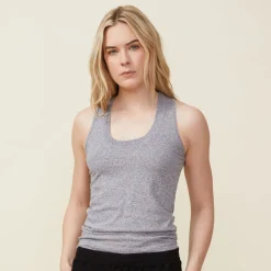 MONROW Textured Tri Blend Narrow Tank - Color GRANITE Flash Sale