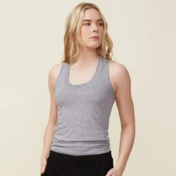 MONROW Textured Tri Blend Narrow Tank - Color GRANITE Flash Sale