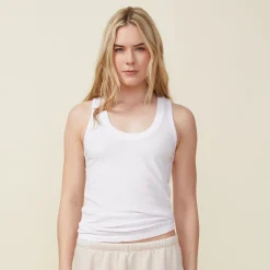 MONROW Textured Tri Blend Narrow Tank - Color WHITE Sale
