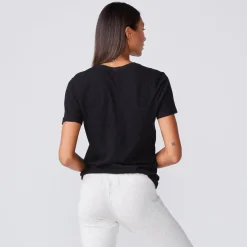 MONROW Textured Tri Blend Relaxed V Neck Tee - Color BLACK New