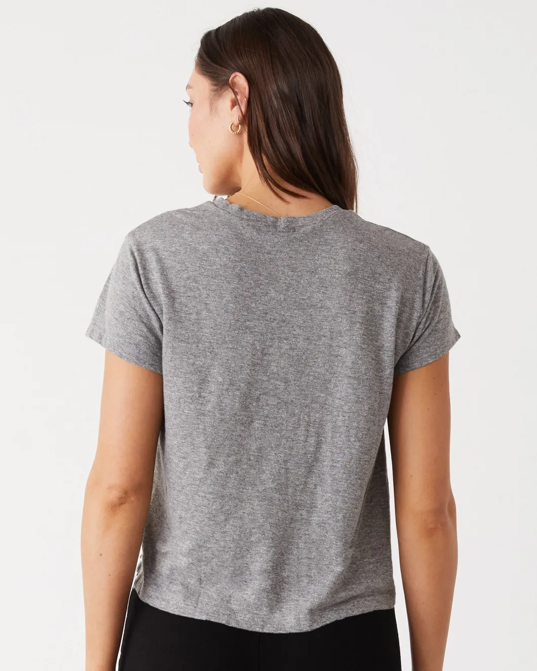 MONROW Textured Tri-Blend Basic Crew Neck Tee GRANITE New