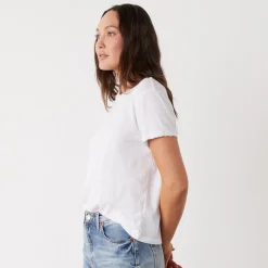 MONROW Textured Tri-Blend Basic Crew Neck Tee WHITE Discount