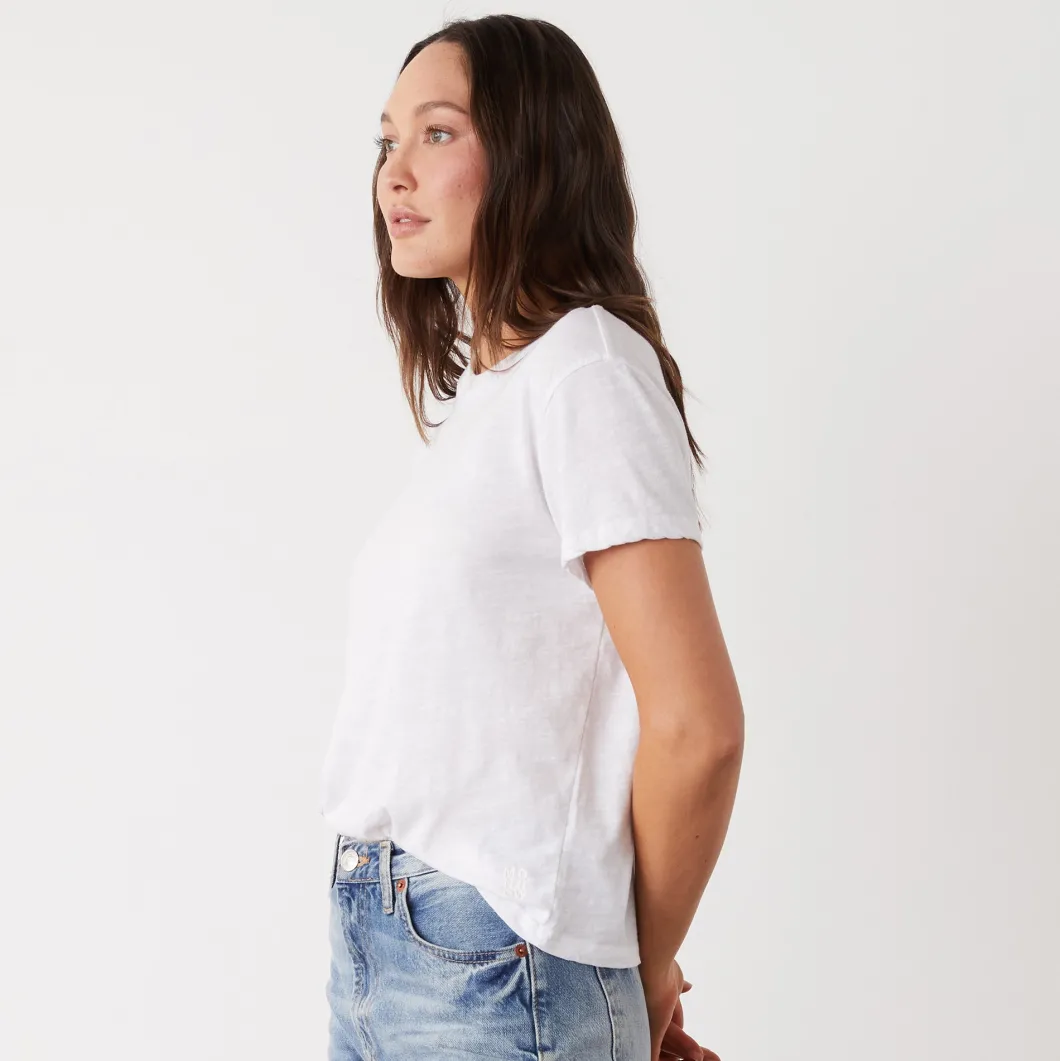 MONROW Textured Tri-Blend Basic Crew Neck Tee WHITE Discount