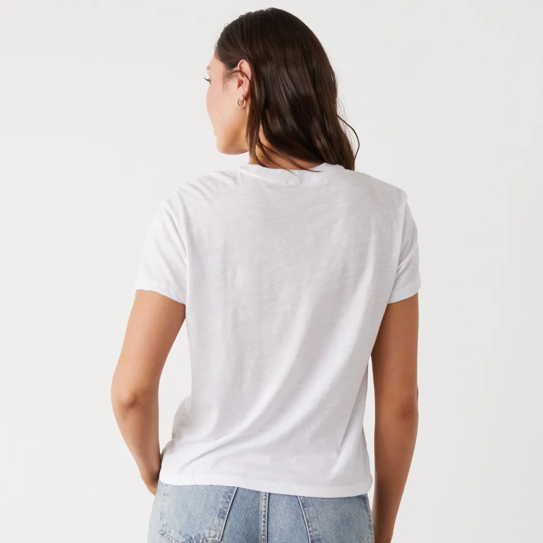 MONROW Textured Tri-Blend Basic Crew Neck Tee WHITE Discount