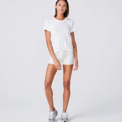 MONROW Textured Tri-Blend Fitted Crew Neck Tee WHITE Hot