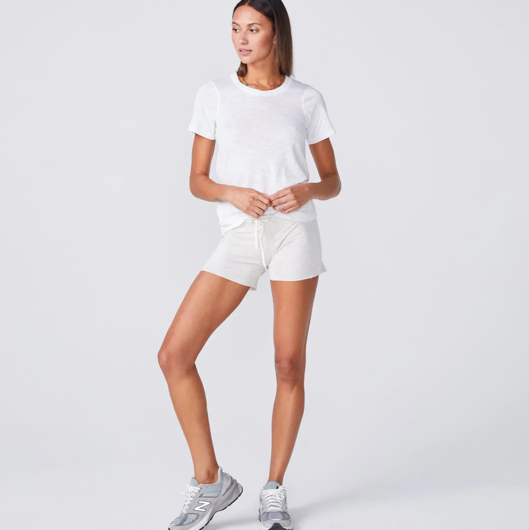 MONROW Textured Tri-Blend Fitted Crew Neck Tee WHITE Hot