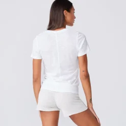 MONROW Textured Tri-Blend Fitted Crew Neck Tee WHITE Hot