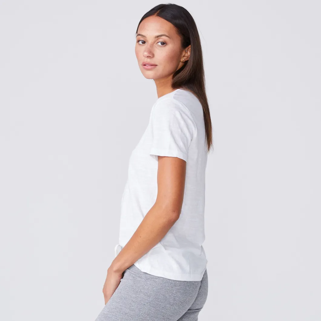 MONROW Textured Tri-blend Relaxed V Neck Tee - Color WHITE Sale