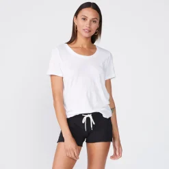 MONROW Textured Tri-Blend Relaxed Crew Neck Tee WHITE Cheap