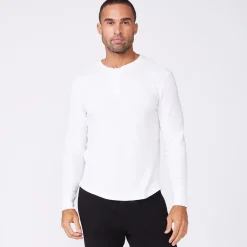 MONROW Thermal Henley WHITE Clearance