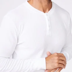 MONROW Thermal Henley WHITE Clearance