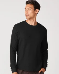 MONROW Thermal Long Sleeve Crew Neck BLACK Flash Sale
