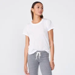 MONROW Tissue Fitted Crew Neck Tee - Color WHITE Best Sale