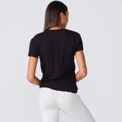 MONROW Tissue V Neck Tee - Color BLACK Store
