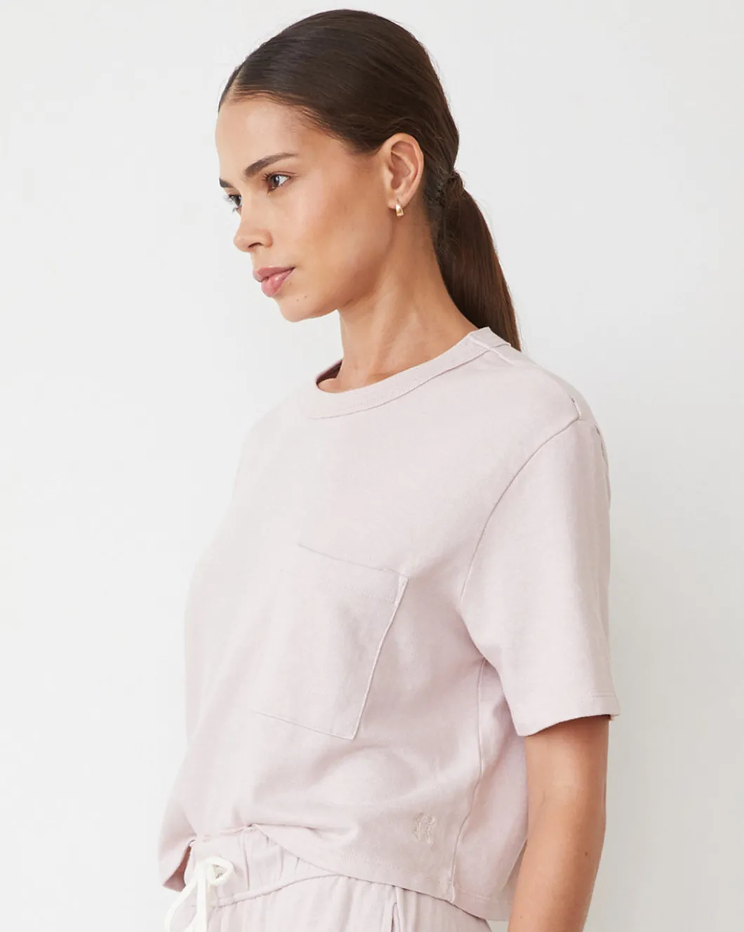 MONROW Vintage Fleece Pocket Crew CHALKPINK Clearance