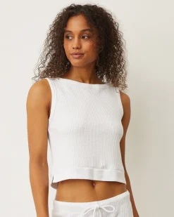 MONROW Waffle Boxy Tank WHITE Outlet