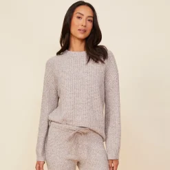 MONROW Wool Cashmere Space Dye Sweater OATMEAL Outlet