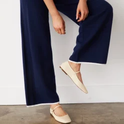 MONROW Wool Cashmere Wide Leg Sweat NAVY Cheap