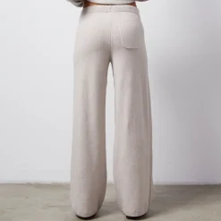 MONROW Wool Cashmere Wide Leg Sweat OATMEAL Clearance